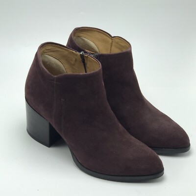 Alberto Fermani Erica Purple Suede Pointed Toe Block Heel Booties Sz 35.5 4.5