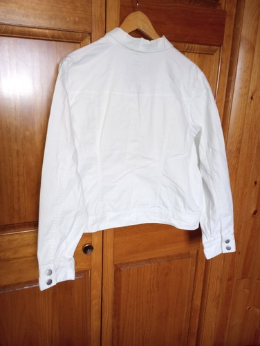 NWOT White Denim Mens XL Trucker Jacket by IZOD Cotton blend IRL measures below - Picture 7 of 24