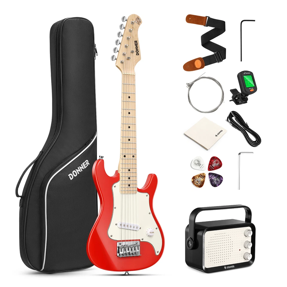 Donner 30" DSJ-100 Junior Electric Guitar Right-Handed Complete Bundle Kid Gift