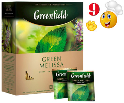 Greenfield Green Tea GREEN MELISSA 9 PACK 900 Tea Bags Made in Russia NO GMO RF