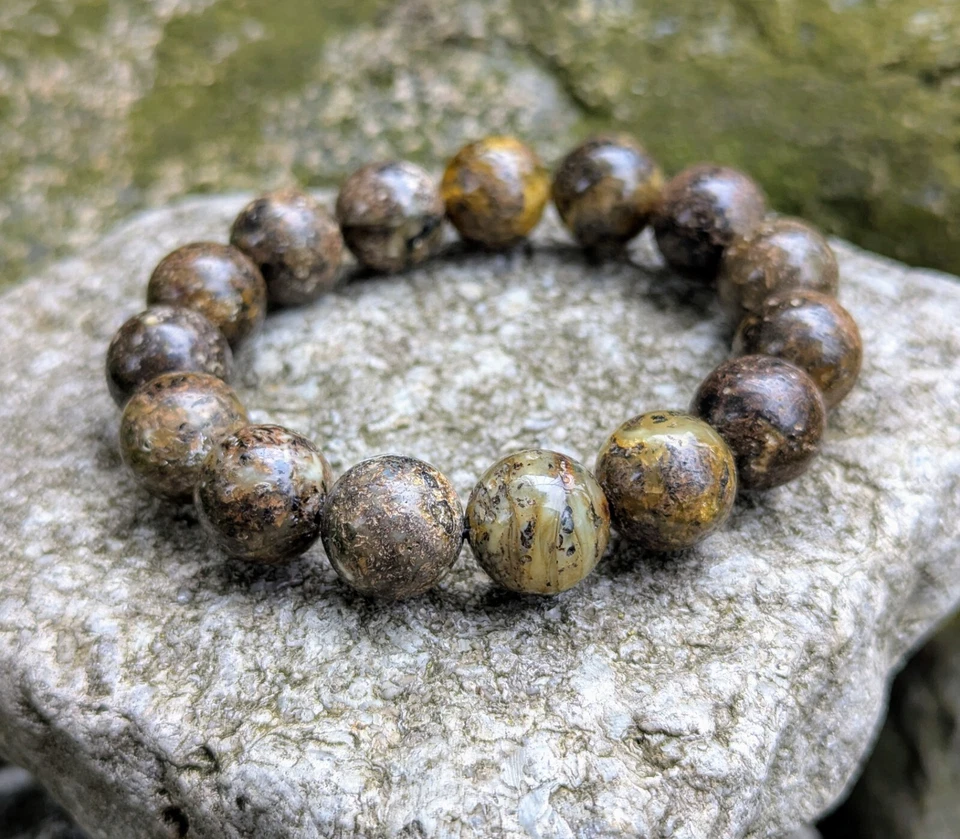 Браслет с янтарными бусинами большой массивный черный элегантные ювелирные изделия натуральные балтийские бусины - Изображение 3 из 4