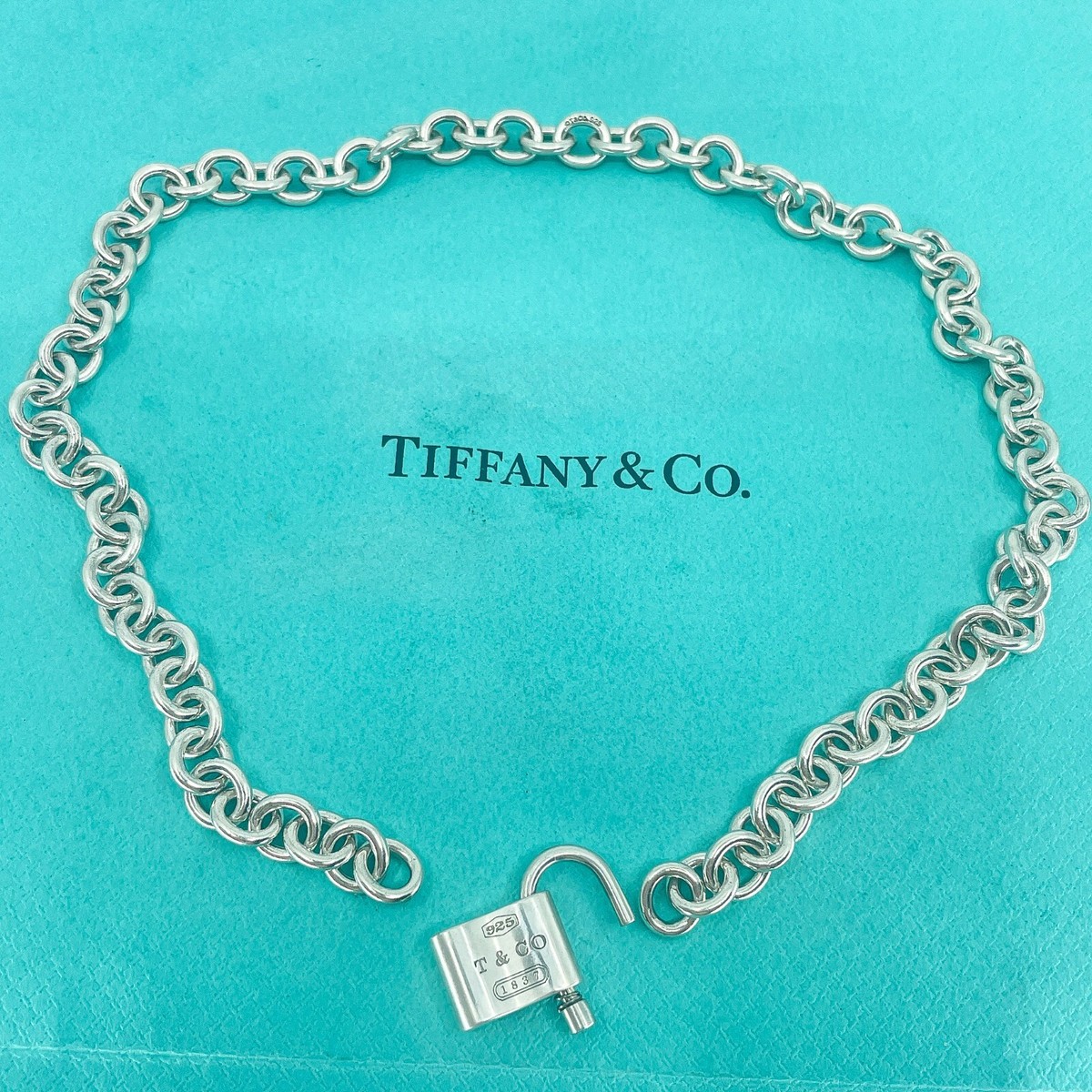 Tiffany & Co. 1837 Padlock Lock Choker Necklace Sterling Silver925