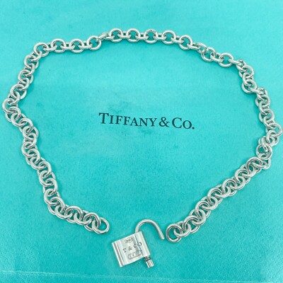 Tiffany & Co. 1837 Padlock Lock Choker Necklace Sterling Silver925