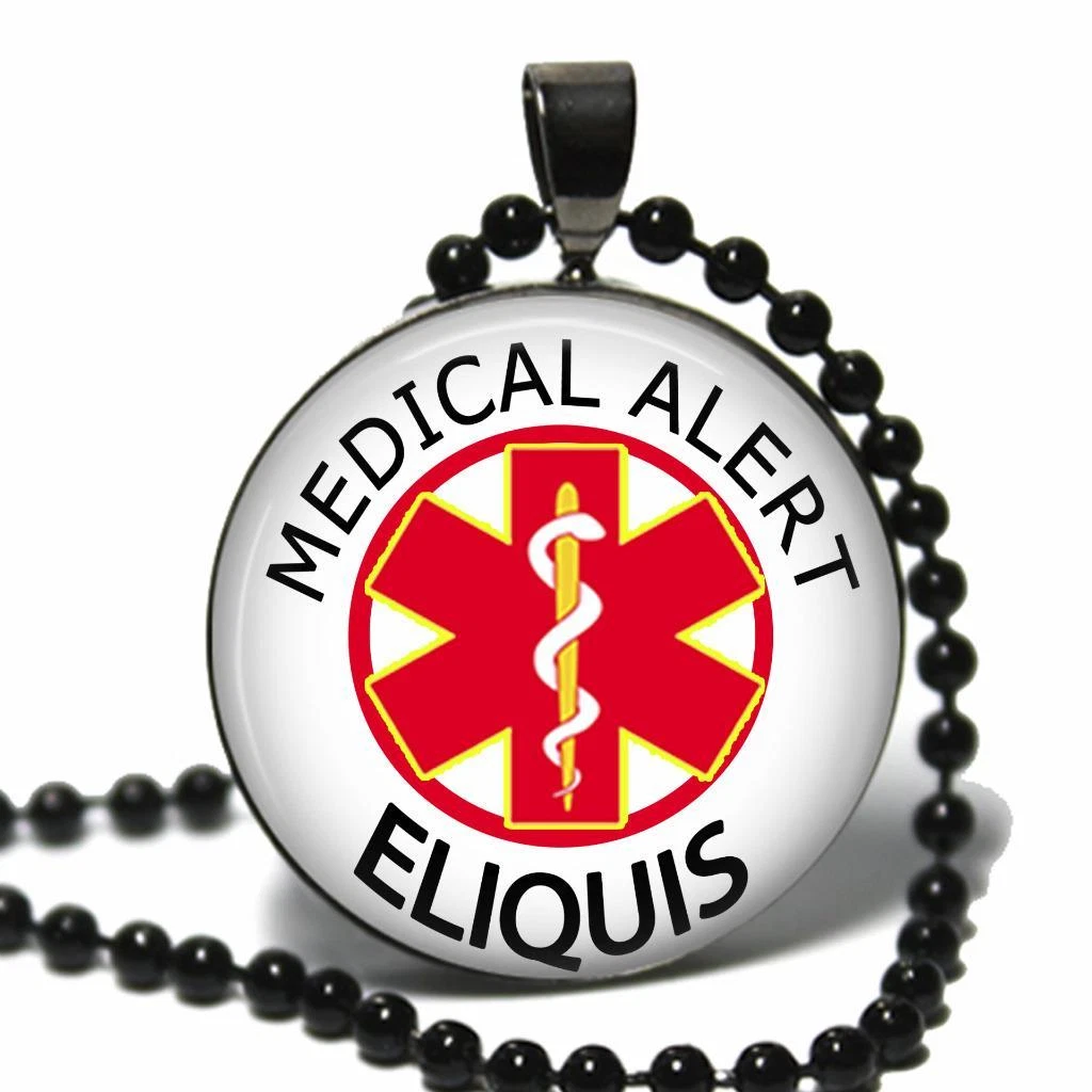 Medical Alert Necklace Taking Eliquis Glass Top Medications | eBay