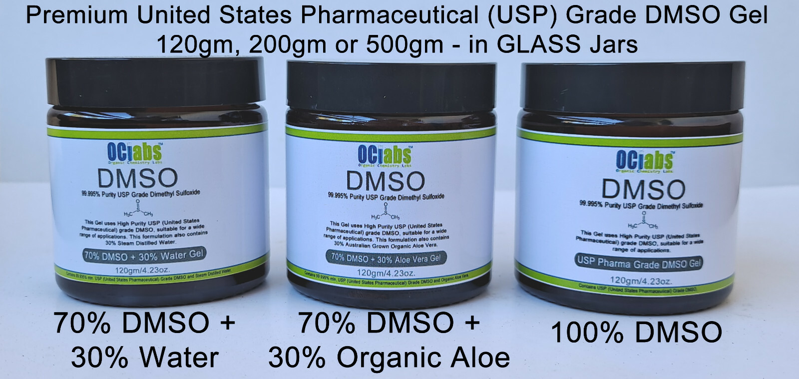 Pharmaceutical DMSO Liquid/Gel 99.9 Pure DMSO, 70/30 Water, 70/30 Aloe