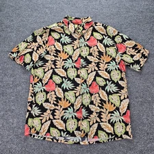 Batek Bay Hawaiian Shirt Mens Large Floral Button Up Beach Casual 100% Rayon