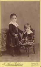 #23895 SEBNITZ Germany 1900s. Girls. CDV photo on cardboard ROSSBERG.