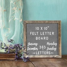 Changeable Felt Letter Boards 10x10 Inches, Rustic Wood Frame G Size: 10*10 Gray
