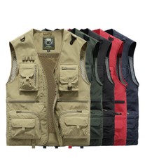 Breathable Mesh Zip Cargo Vest,Men's Multi-Pocket Quick Drying Tactical Vests