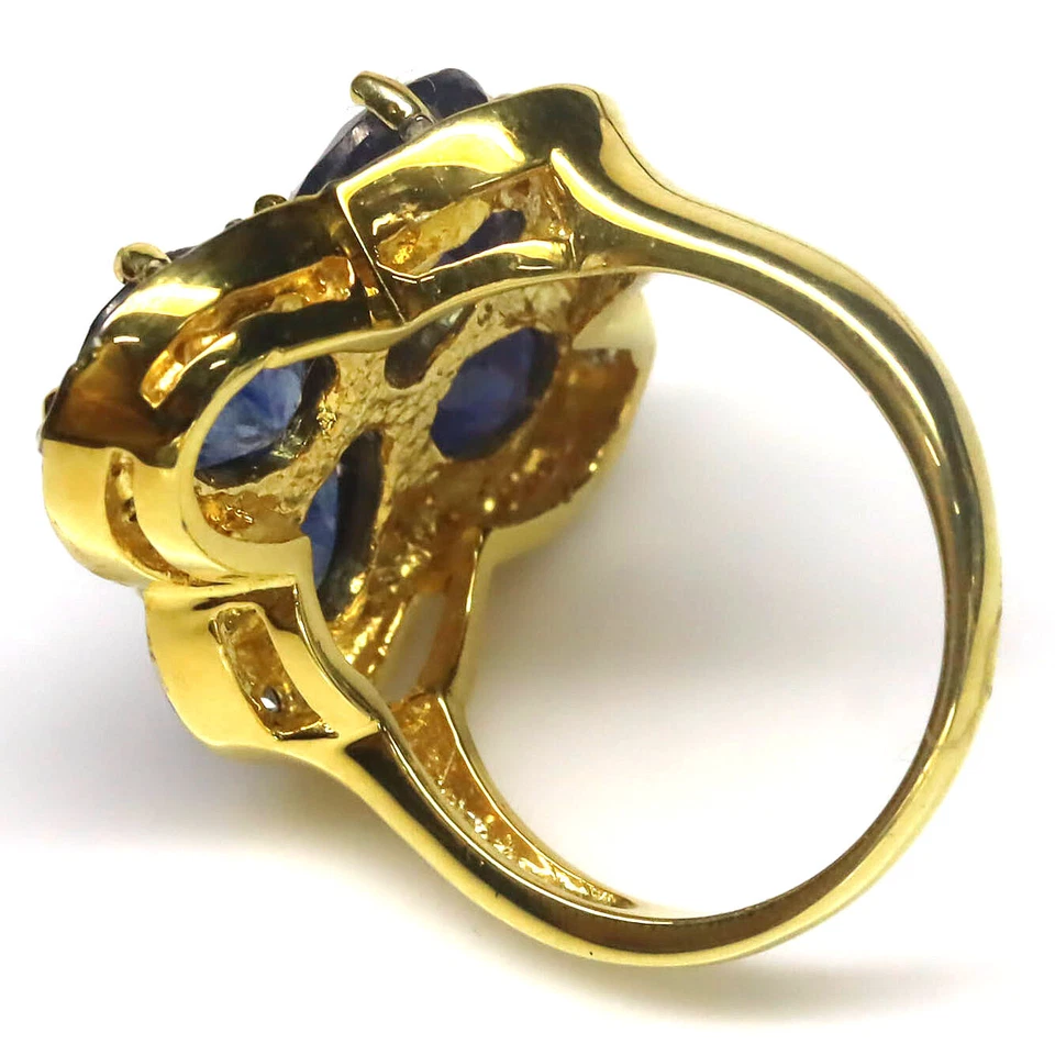 925 Sterlingsilber 6 X 8 Mm. Blauer Saphir & Zirkon Schmuckring Größe 6.5 - Bild 3 von 4