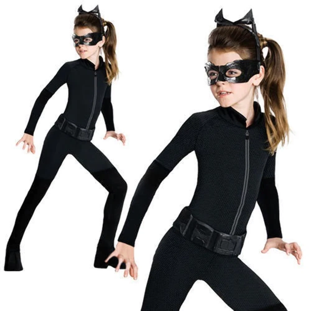 Catwoman Costume Ragazze Halloween Costume + Maschera Bambini Batman