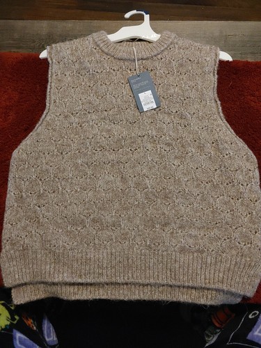 Taupe Crew Neck Sweater Vest Large 