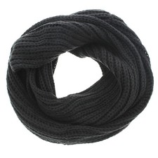 Zac's Alter Ego Warm Winter Knitted Snood Scarf, Black Chunky Neck Warmer Cowl,