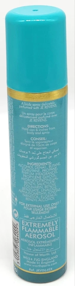 Spray corporal perfumado Je Reviens By Worth para mujer 2,5 fl oz Foto 4 de 4