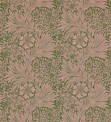 WILLIAM MORRIS CURTAIN FABRIC DESIGN Marigold 2.3 METRES OLIVE/PINK LINEN BLEND