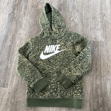 NIKE Boys Hoodie Size 4 XS 3-4 YRS Rough Green Camo Look Pull Over Pocket