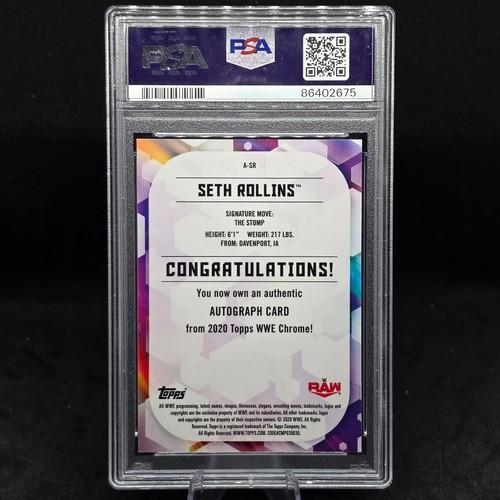 2020 Topps Chrome WWE SETH ROLLINS Autograph Orange /25 #A-SR PSA 9 - Picture 2 of 2