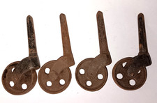 Set 4 Antique Early Cast Iron Castor Wheels 1 1/2 Wheel Tapered Stems Industrial