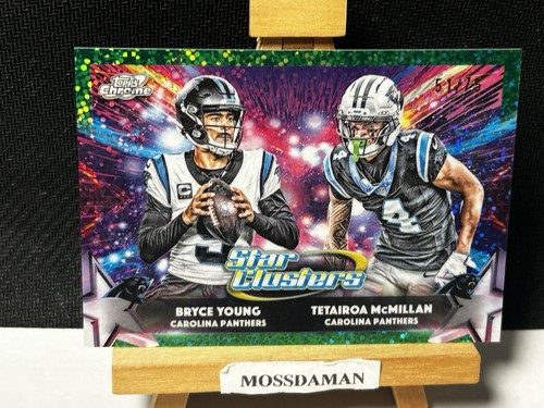 2025 Topps Cosmic Chrome Tetairoa McMillan Bryce Young Star Cluster Green RC /75