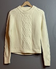 Tommy Hilfiger - Cotton Crewneck Cable Knit Fisherman Style Sweater - M