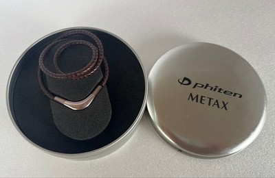 Phiten RAKUWA Neck METAX Chopper Necklace 40cm Brown Yuzuru Hanyu Titanium Used