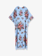 DOLCE & GABBANA Blue Mazzo Di Fiori Charmeuse Long Dress New & Authentic