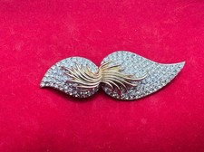 VTG Gold Silver Tone Marvella Rhinestone Bow Pin Brooch RARE Estate Sale READ
