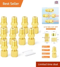 10PCS Brass Compression Tube Fittings 3/16 In OD x 1/8 In NPT Male Connectors