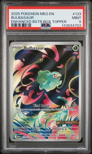 2025 POKEMON MEG EN-MEGA EVOLUTION ENHANCED BOOSTER BOX TOPPER BULBASAUR PSA 9