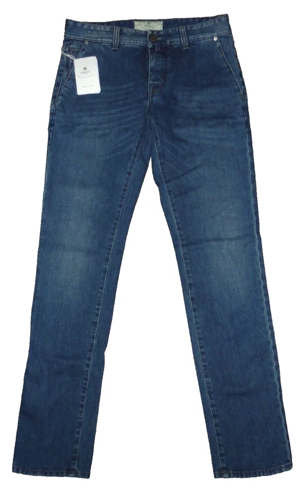JEANS LUIGI BORERELLI NAPOLI DENIM AZUL BOLSILLOS INCLINADOS SLIM FIT 31 X 32 NUEVOS CON ETIQUETAS Foto 2 de 4