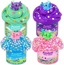 Axolotl Slime Kit Butter & Clear Slime Party Favors for Kids with Axolotl Charms