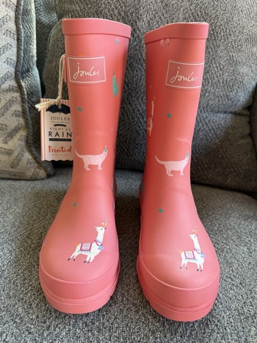 Stivali da pioggia NUOVI Joules Wellies In Festival Friends modello grandi bambini taglia 3 fatti a mano - Foto 3 di 15