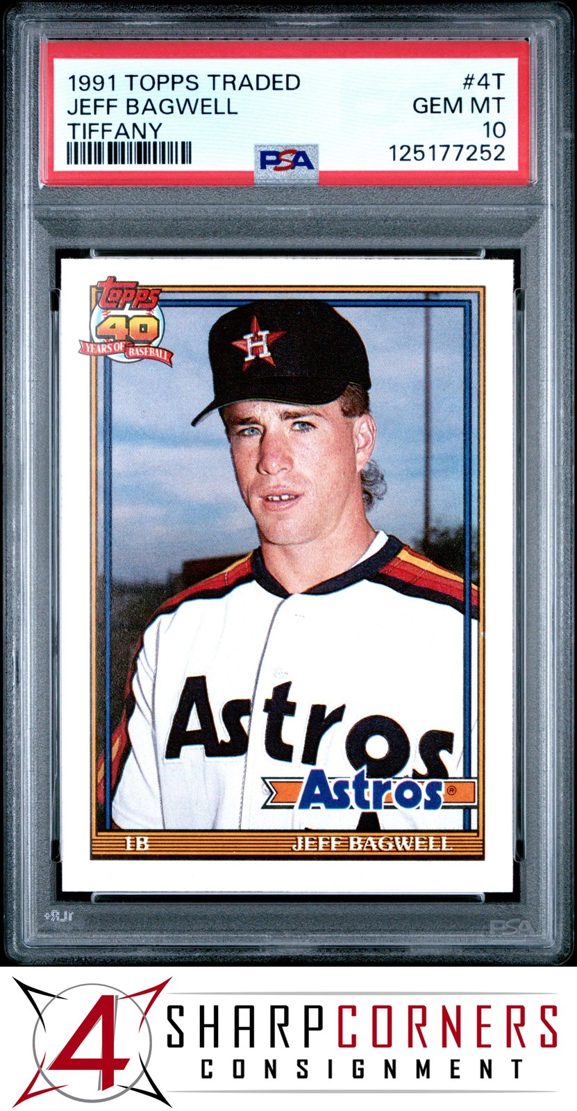 1991 TOPPS TRADED TIFFANY #4T JEFF BAGWELL RC HOF PSA 10