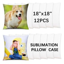 OKBA 12Pcs Sublimation Blanks Pillow Cases White Cushion Covers Blanks Throw ...