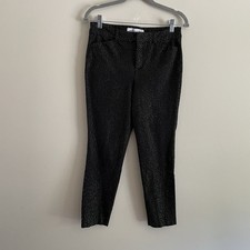 Old Navy Women SZ 6 Black W/Gold Dots Secret Slim Pockets Pixie High Rise Pants