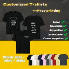 Personalized T-shirts, customizable with your text,photos or logo made of cotton
