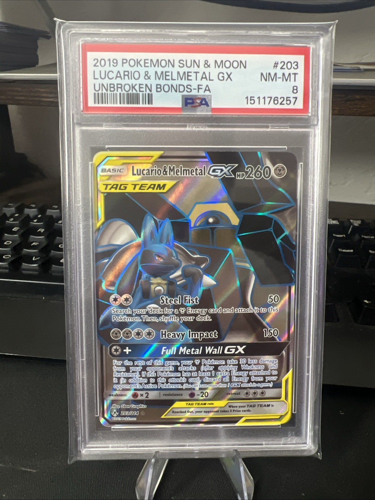 Lucario & Melmetal GX 203 PSA 8