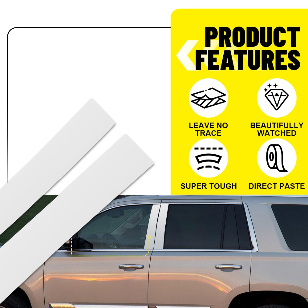 Fit Cadillac Escalade 2007-2014 Pillar Post Door Window Covers 4PCS Chrome Trims