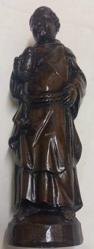Vintage braune Mönchsfigur aus Holz. Gebrauchter Zustand. Gr. S. Schön.
