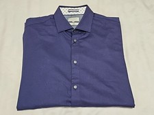 NEW Ted Baker Mayyer-Formal Stretch Dot Slim Fit Navy Flip Cuff Shirt SZ 16.5