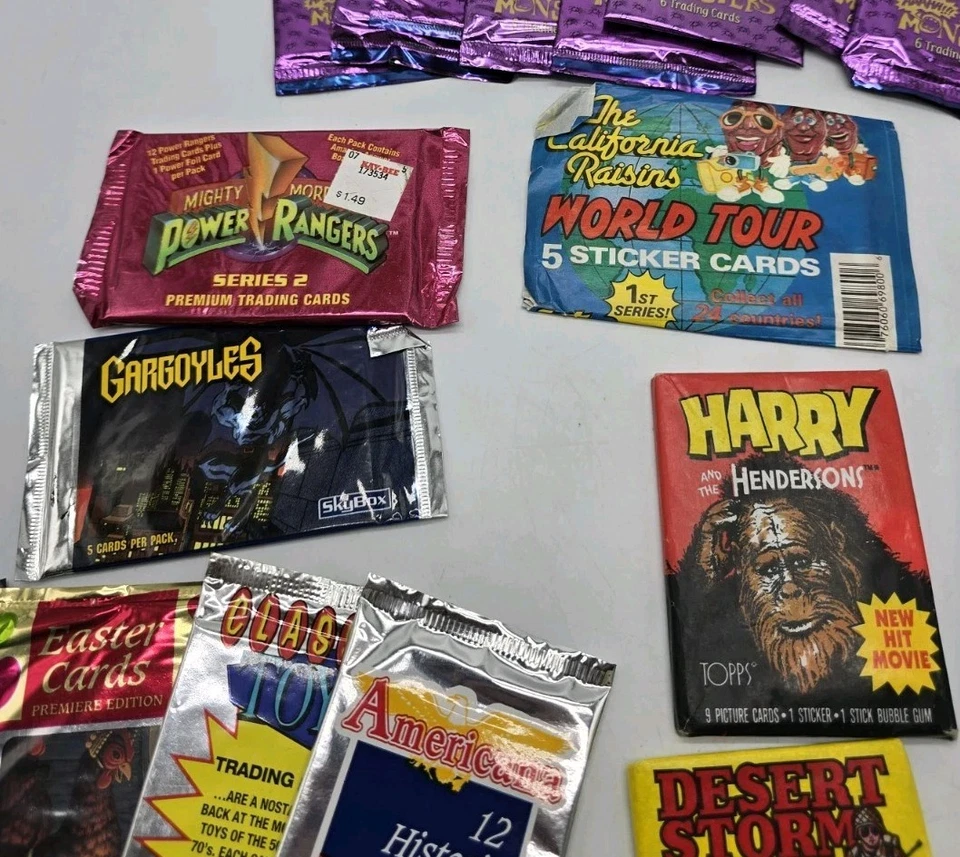 Lote de 25 paquetes de cera surtidos vintage años 80-90 no deportivos sin abrir sellados Foto 4 de 4