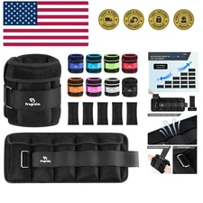 Adjustable Ankle Weights 1-3/4/5/6/8/10/12/15/20 LBS Pair with Removable Weig...