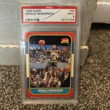 1986 Fleer Basketball #45 Gerald Henderson PSA 9 Seattle Sonics Cracked Case