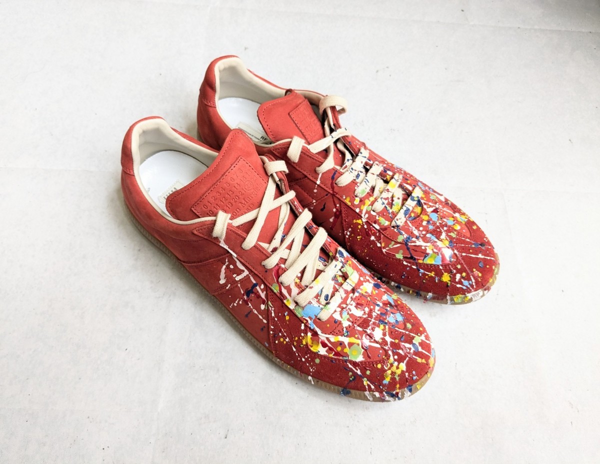 Maison Margiela GAT Sneakers Red Paint Splatter Men 13 46 Suede
