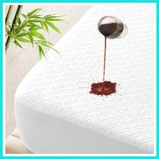 Bamboo Rayon Mattress Protector Waterproof, Full Breathable Mattress Cover wi...