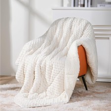 Weighted Blanket for Adults, 60" x 80" 15lbs, Soft Sherpa Queen Size Heavy Bl...