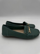 Women  s Green Horsebit Loafers Comfort Slip-On Flats Size 6