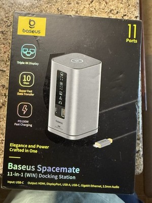 Baseus Spacemate Docking Station 11-in-1 USB-C Dock Hub Windows 4K HDMI & DP
