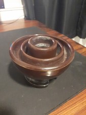 Vintage Chance Brown 2 Tone 6” W  4-3/4”T  Ceramic Porcelain Threaded Insulator