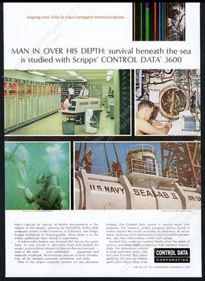 1966 CDC Control Data computer 3600 US Navy Sealab photo vintage print ad